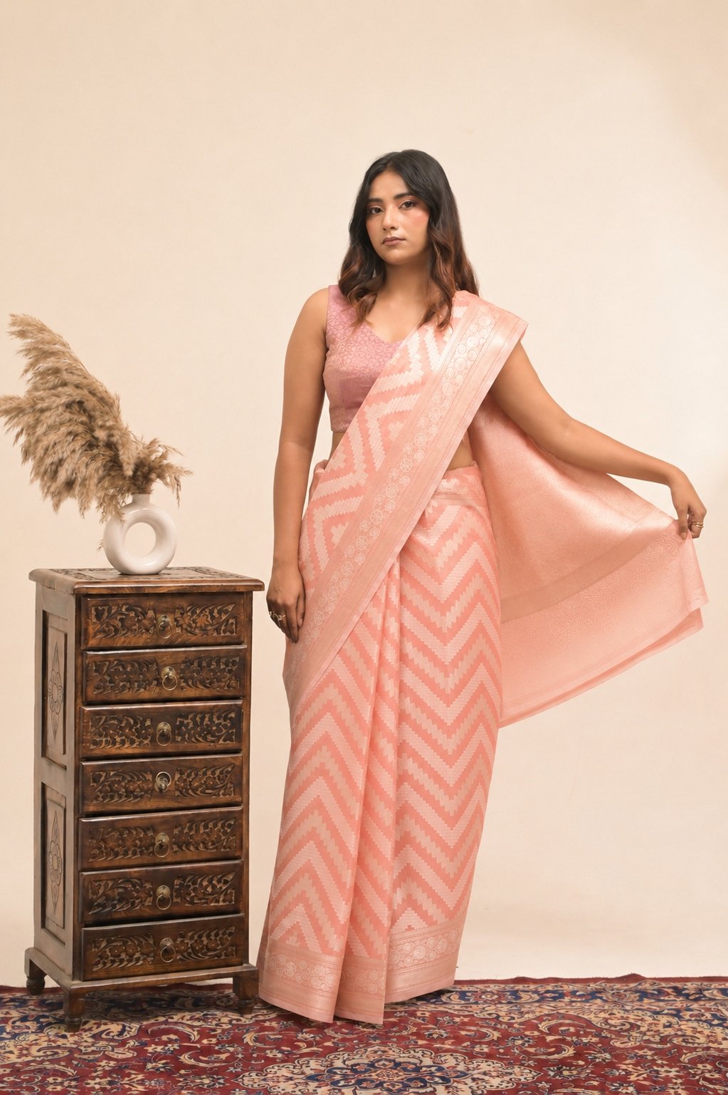 Handloom Banarasi Kora Silk Saree with Zari Work